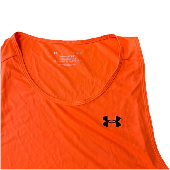 Under Armour The Tech Tank Mens Medium Sleeveless Shirt Performance Neon Orange - Picture 3 of 6